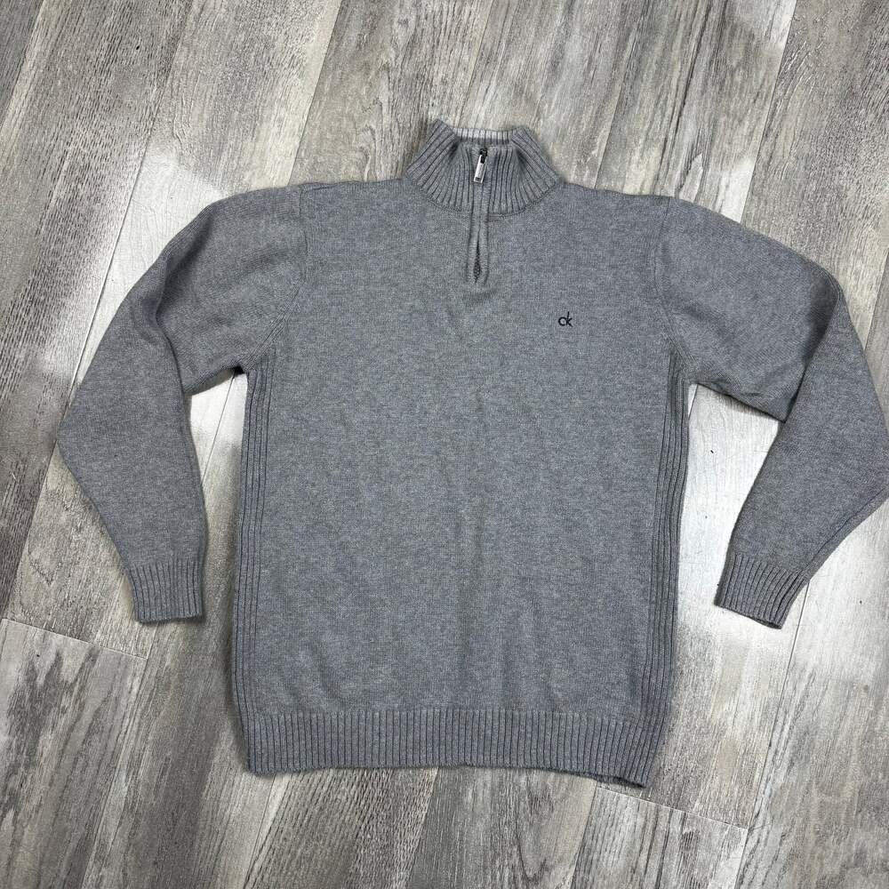 Calvin Klein Men's Gray 1/4 Zip Pullover Sweater